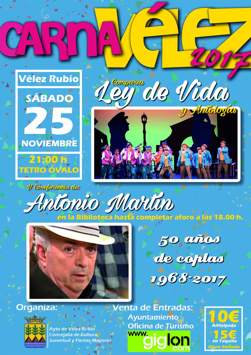 CarnaVelez's tweet image. No te pierdas el evento de carnaval de este otoño! La @ComparsadeAM Ley de Vida y Antonio Martín en #VelezRubio el 25 de Noviembre