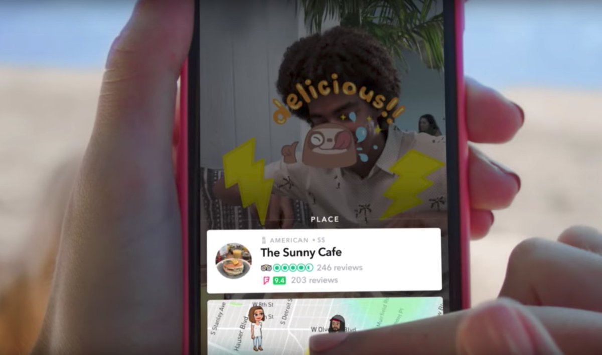 davideuhribeiro's tweet photo. #Snapchat : les avis TripAdvisor, Uber et Google Maps intégrés aux snaps géolocalisés https://t.co/lDF26WUYwo #CM https://t.co/GdqfH46s9C