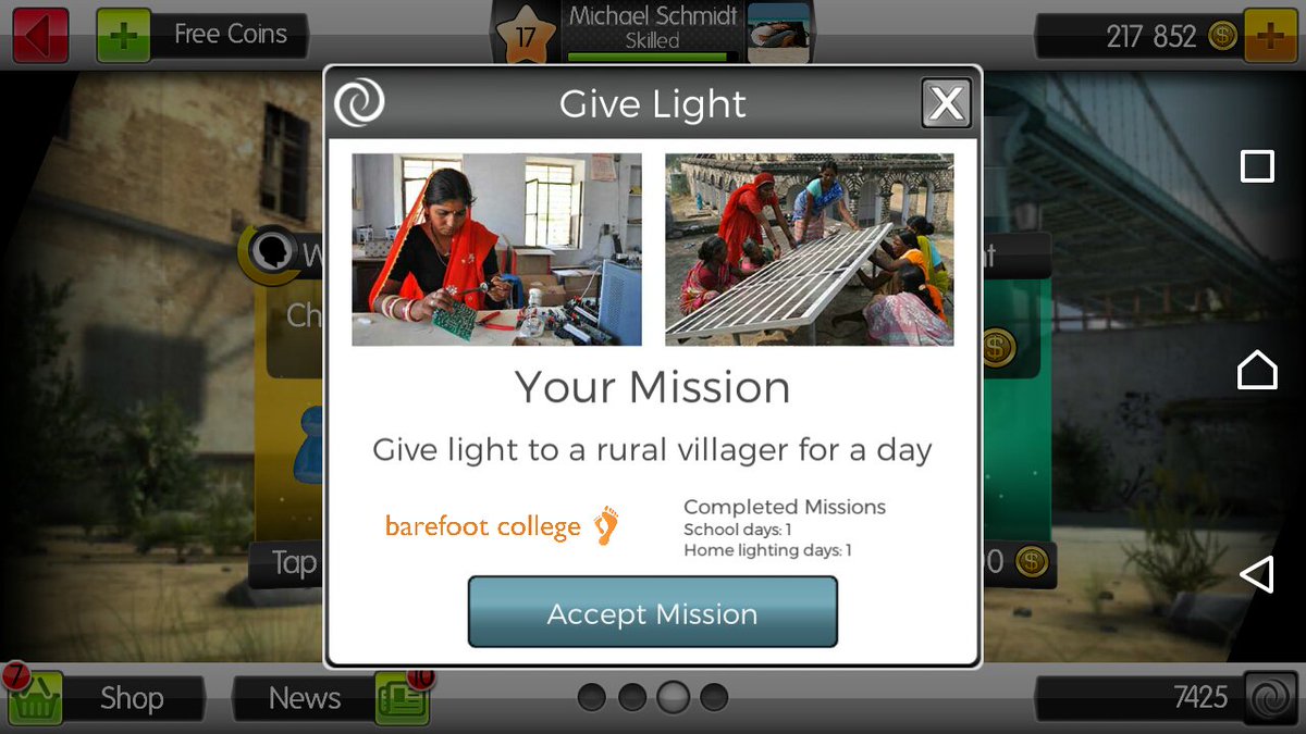 karmafylife's tweet photo. Today is International #DayOfTheGirl! Support @BarefootCollege in @SDB2game to enable school &amp; lighting for rural poor girls. Its Free! #idg https://t.co/WT4EEXljCp