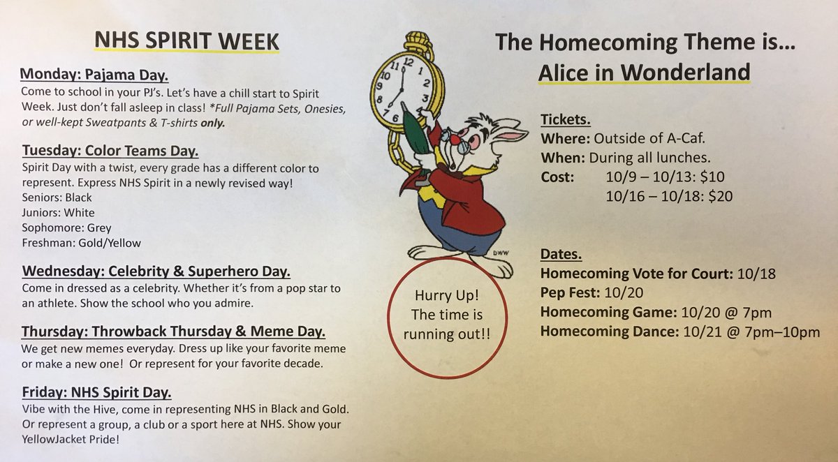 Newark High School On Twitter NHS Spirit Week October 15th 20th