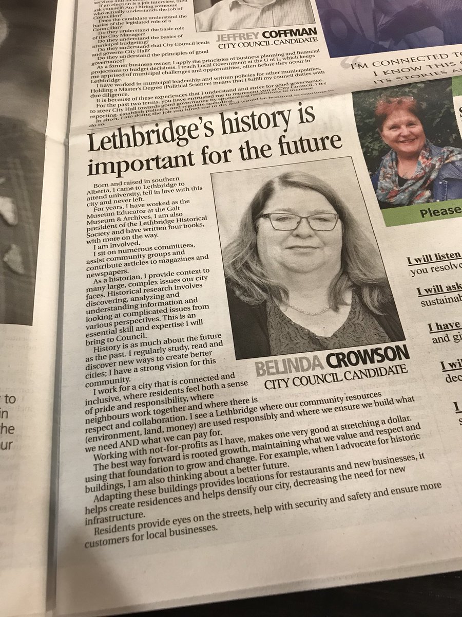 JMGlombick's tweet photo. .@BelindaCrowson passing through #yql &amp; pleased to see you are running for council. You will be an amazing advocate for Leth. #yqlvote https://t.co/vik9YuO2BH