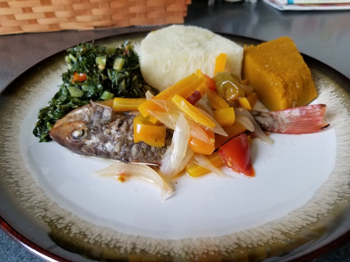 rayice2000's tweet photo. Real Jamaican breakfast... yam & pumpkin fr Manchester, fish fr Old Harbour Bay & callaloo fr Spn Twn 🇯🇲🇯🇲 #noimport #localgoodenough https://t.co/kjySOJAaFj