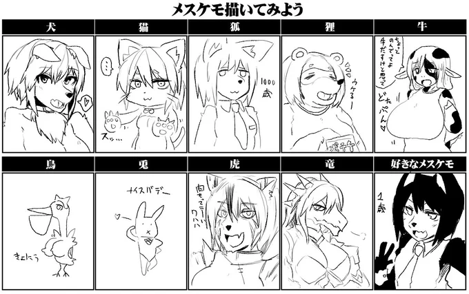 【不定期一枚絵】#メスケモを描いてみよう 