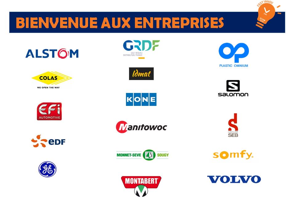 ECAMLaSalle's tweet photo. 16 entreprises au Fest'Innov : @Alstom,@GRDF,@PlasticOmnium,@GroupeColas,#IDMAT,@KONECorporation,@SalomonSports,@EfiAutomotive,@EDFofficiel https://t.co/f0iRbP6O9m