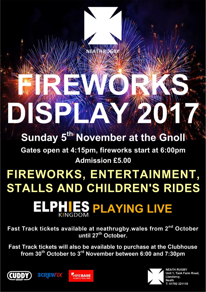 neath rfc on twitter fireworks display 2017 tickets available