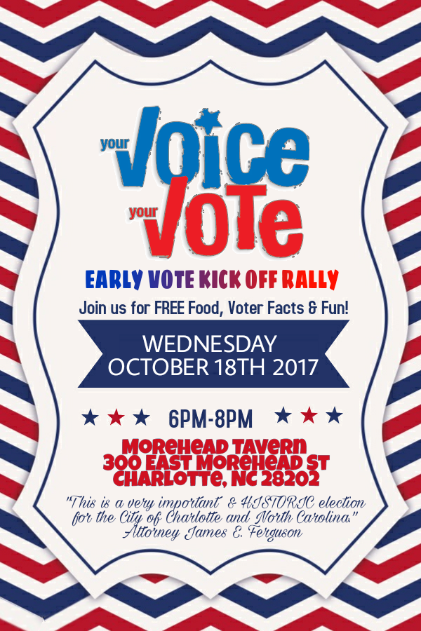 PeoplesVoiceNC's tweet photo. @AishaDew Thanks @ViLyles for being an early Sponsor for the #EarlyVoteKickOffRally #2017GeneralElection https://t.co/J4rKGi4BD2