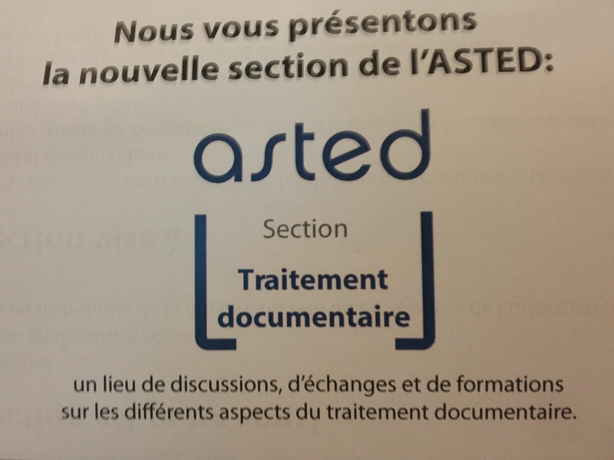 Marise_Bo's tweet photo. Exposants #CPI2017 découvrez la nouvelle section sur les #traitementsDocumentaires de l'#asted https://t.co/FoI2QW42oQ