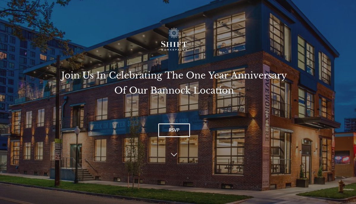 BisnowDenver's tweet photo. Save the Date! Join @ShiftWorkspaces on Oct. 21st for their 1 Year Anniversary BASH! Music, Food, Film >> RSVP here: https://t.co/FA0Bp1Ro9n https://t.co/pay4u0HXg8