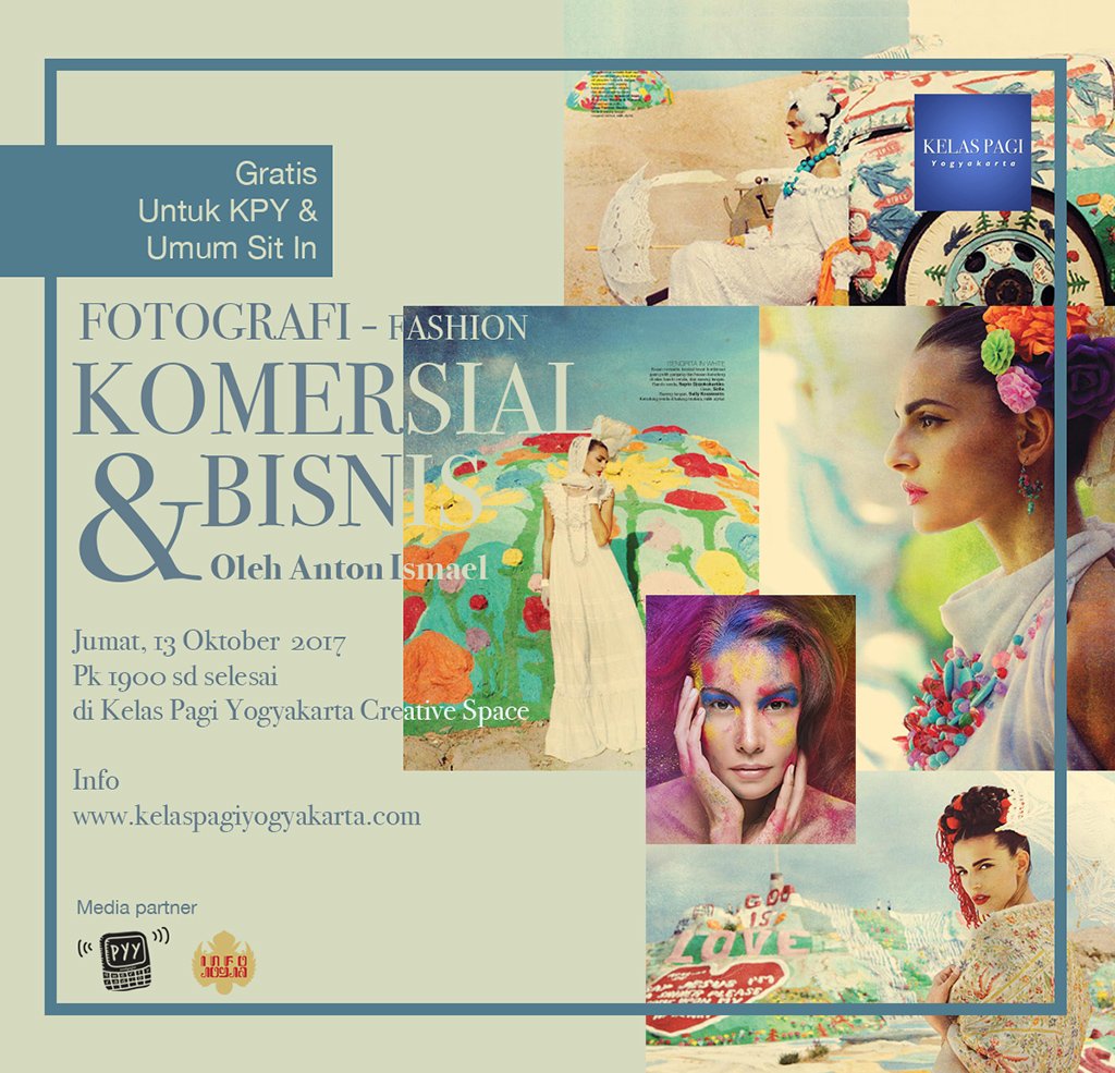 Fotografi Fashion | Komersial &amp; Bisnis <a href="/AntonIsmael/">Anton Ismael</a> | Gratis 13/10/2017
Pk 19.00 s.d Selesai. goo.gl/XhTWCJ