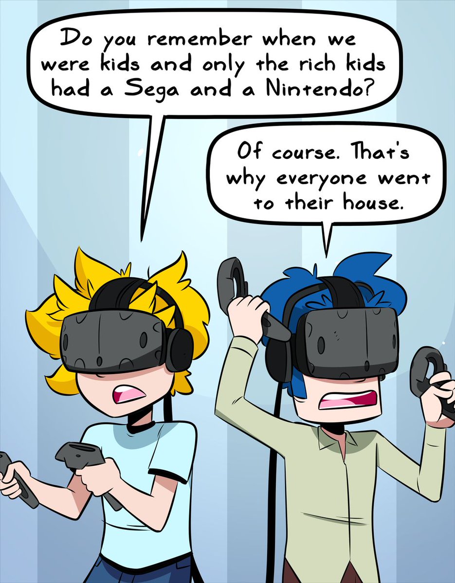 ReadySoup's tweet photo. In the Virtual world we are all rich kids https://t.co/XxnQeuvPAL #HTCVive #Vive #nintendo #sega #VRhair #webcomic #comic #readysoup https://t.co/C2gjtmTSLK