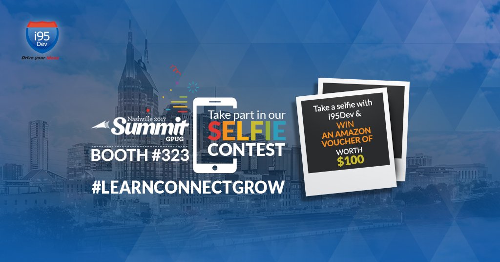 i95Dev's tweet photo. The easiest 100$ @amazon voucher ever, just take a selfie with us at #GPUGSummit #booth323 , share on twitter using #LearnConnectGrow. https://t.co/vL2u3c9lbv