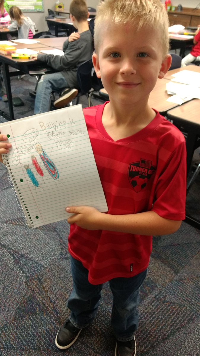Jones2ndgrade's tweet photo. Bullying is... "Saying mean words." #AntiBullyingWeek #beabuddy #OGPride https://t.co/qBIUv2SVdi