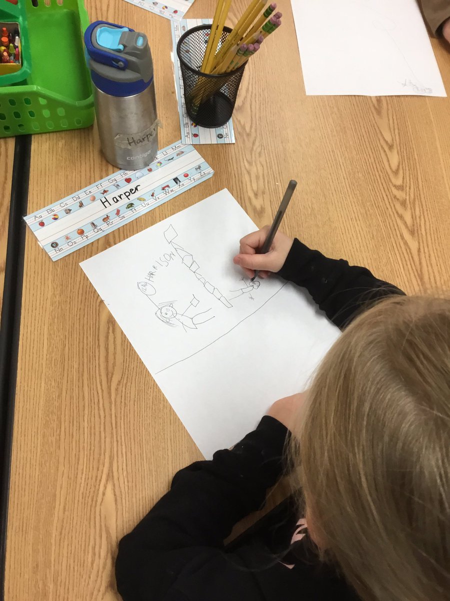 LDeile's tweet photo. Today's writing lesson was making characters talk by putting a speech bubble by whoever is talking.@LDeile @GrainwoodPLS https://t.co/ZutwflQOHf