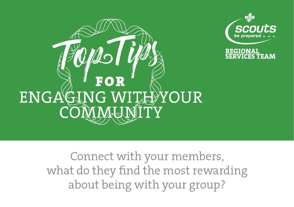 ScoutsRST's tweet photo. Connect with your members, what do they find the most rewarding about being with your group? #toptipcommunity https://t.co/7yO5sqhiHk