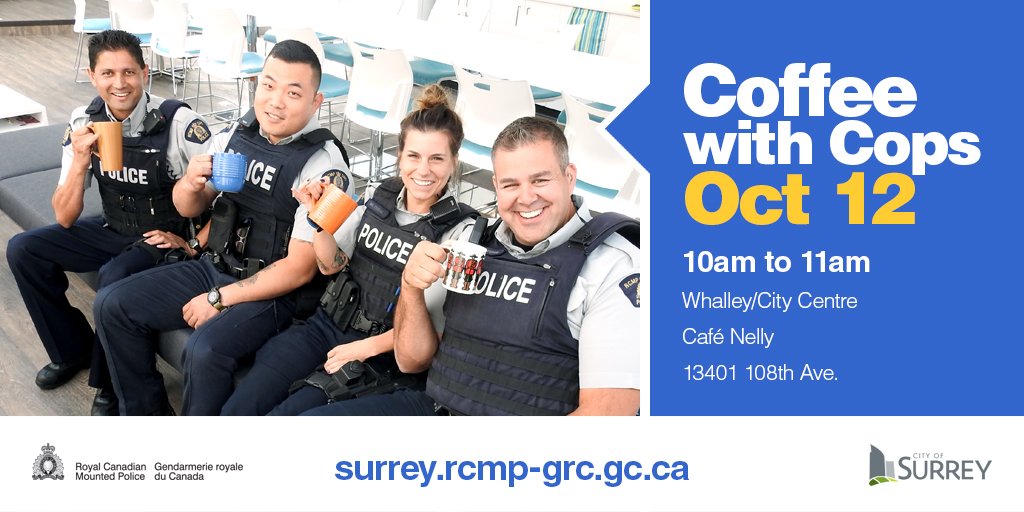 Join us tomorrow from 10-11am at Café Nelly in Whalley for Coffee with Cops! https://t.co/nE2ToRNPql