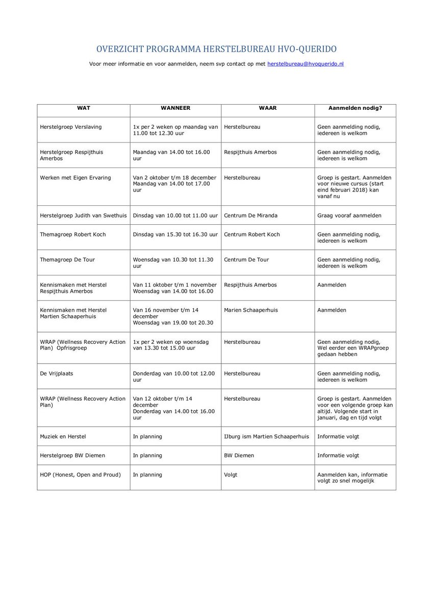 Najaarsprogramma Herstelbureau @HVO_Querido