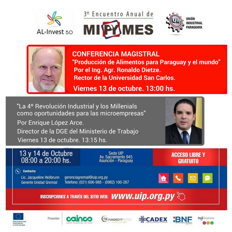 UniSanCarlospy's tweet photo. Te invitamos a asistir a la #Conferencia Magistral del Rector de la #USCpy, en el Encuentro de MIPYMES de la @UIP_py. #CultiváLoMejorDeVos. https://t.co/DRcGp4U55j