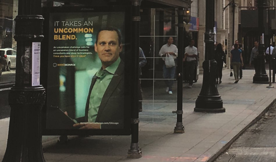 lindsay_croke's tweet photo. Have you seen @WestMonroe ads around the Loop? Share them on social using the hashtag #WMPChallengeAccepted #WMPUncommonBlend! https://t.co/xCeVy28eg7