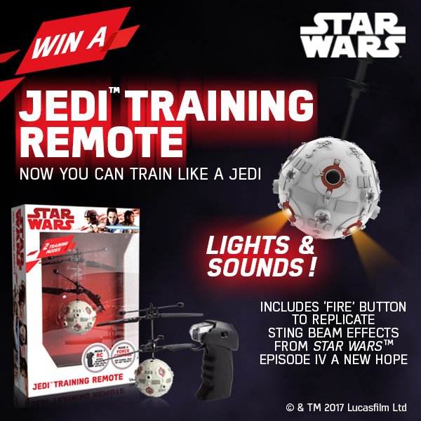 SmythsToysUK's tweet photo. #Win 1 of 5 #StarWars Jedi Training Remotes, with thanks to @wowstuff ! Follow us &amp; RT to enter! #Competition ends 13 Oct https://t.co/NeqXwYjYLk