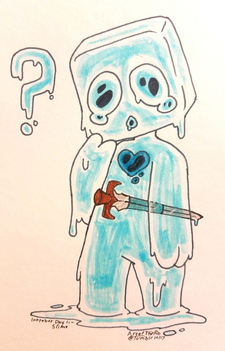 RosieTheRo's tweet photo. #Inktober day 11 - slime #inktober2017 #monsterpeople #slimecube https://t.co/9N1fdimH2r