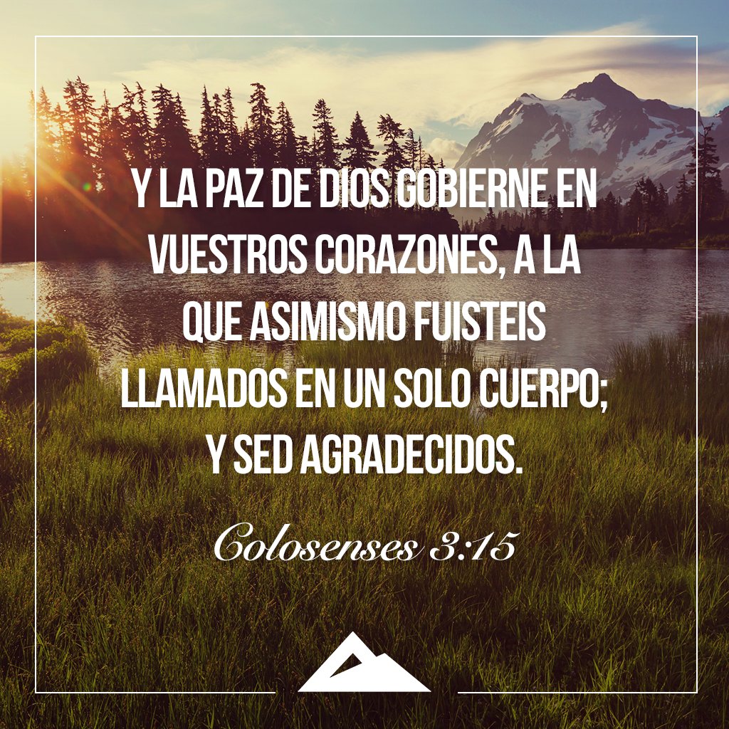 Hebronmx's tweet photo. #VersodelDía Col 3:15
La paz de Dios gobierne en vuestros corazones, a la que fuisteis llamados en un solo cuerpo; y sed agradecidos. https://t.co/3oU7uIrEfw