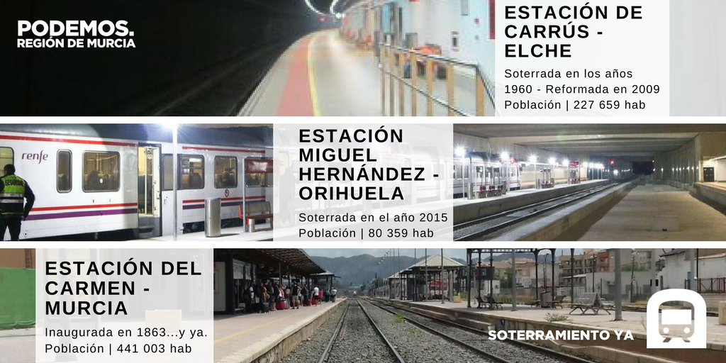 podemosmurcia's tweet photo. Murcia, 7ª ciudad en población, con una estación del SXIX. Y ciudades vecinas en el SXXI ¿Qué han hecho los dirigentes regionales de Murcia? https://t.co/DoHvPtnudO