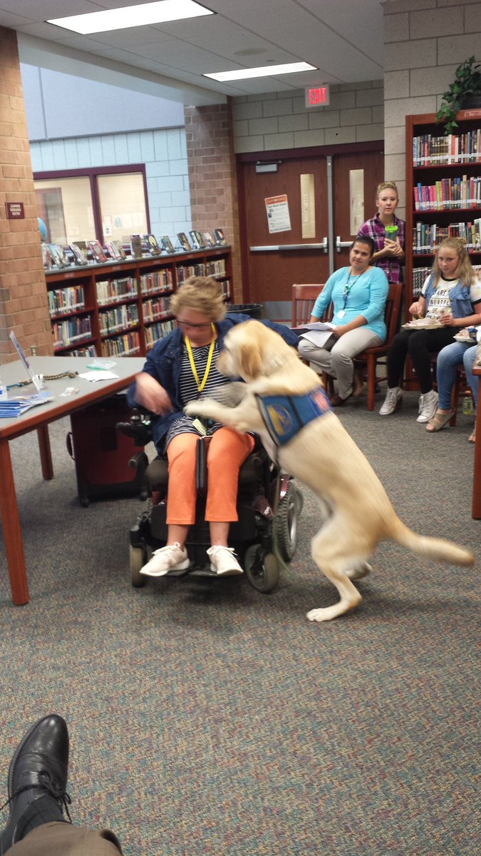 Teen Read Week <a href="/GMSNLibrary/">Gigi Kimball</a>.  We had an inspirational talk today from author, Amy Chally and her service dog, Portland. We all loved it!