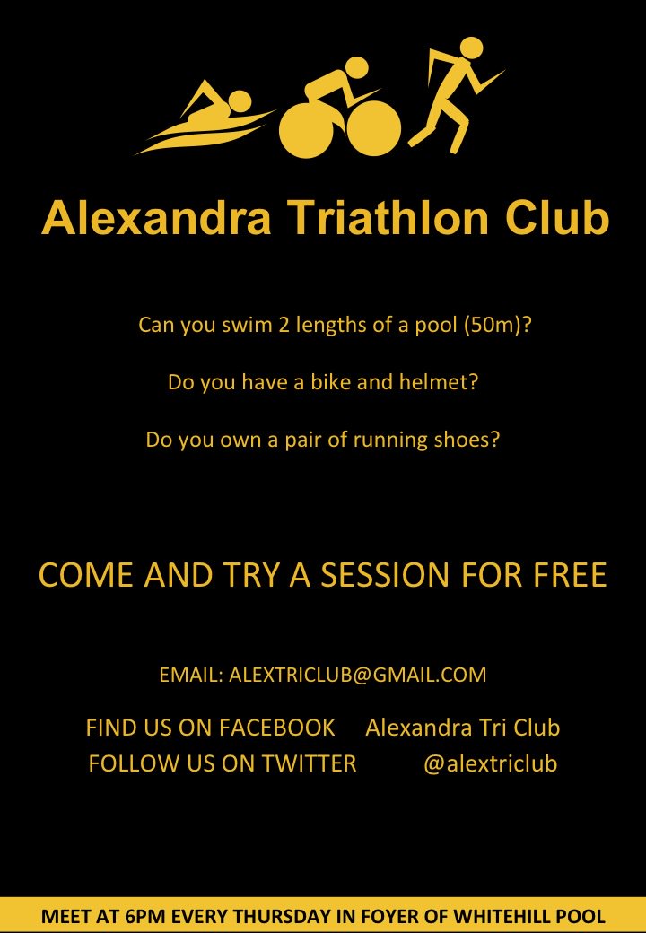 alextriclub's tweet photo. CALLING KIDS 8-14 ALEXANDRA TRIATHLON CLUB WANTS YOU! Thurs @ 6 foyer Whitehill Pool 1st week free  #DaretoTri Triathlon for 3 times the fun https://t.co/ScvklrBcLU