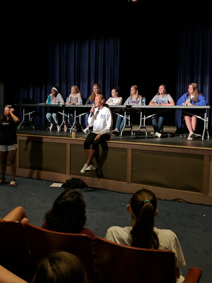 DJOYearbook's tweet photo. Some of our staff speaks to the Freshmen girls during @OConnellHS retreat 💜 I spy @breaux_h @melshaff99 and Grace! https://t.co/zl5VWHyame