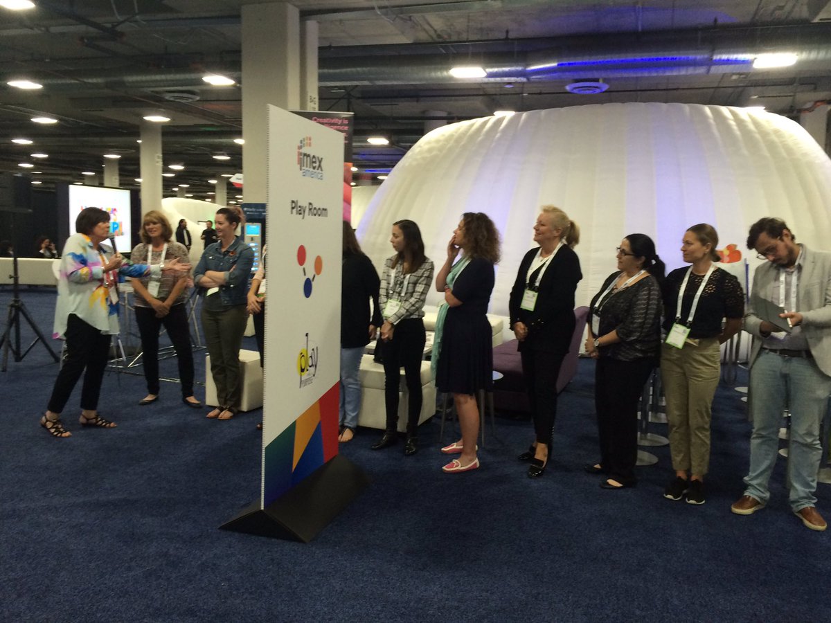 IMEXSylvia's tweet photo. Sharon working her magic in the Playroom - this group are getting tips on surveys &amp; finding panellists whilst standing in line #IMEX17 https://t.co/1ldtyoY0Uu