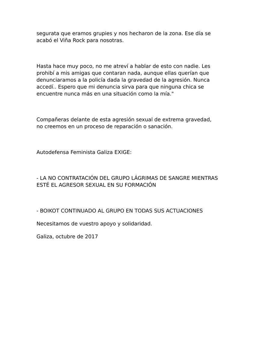 AutodefensaFGlz's tweet photo. LLAMAMIENTO A LA SOLIDARIDAD FEMINISTA! @LDS_Crew AGRESORES SEXUALES. AUTODEFENSA! #lagrimasdesangre #agresores https://t.co/mpWgQwsc4F