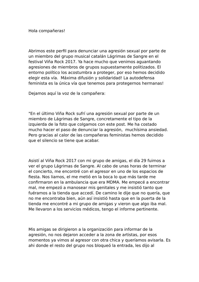 AutodefensaFGlz's tweet photo. LLAMAMIENTO A LA SOLIDARIDAD FEMINISTA! @LDS_Crew AGRESORES SEXUALES. AUTODEFENSA! #lagrimasdesangre #agresores https://t.co/mpWgQwsc4F