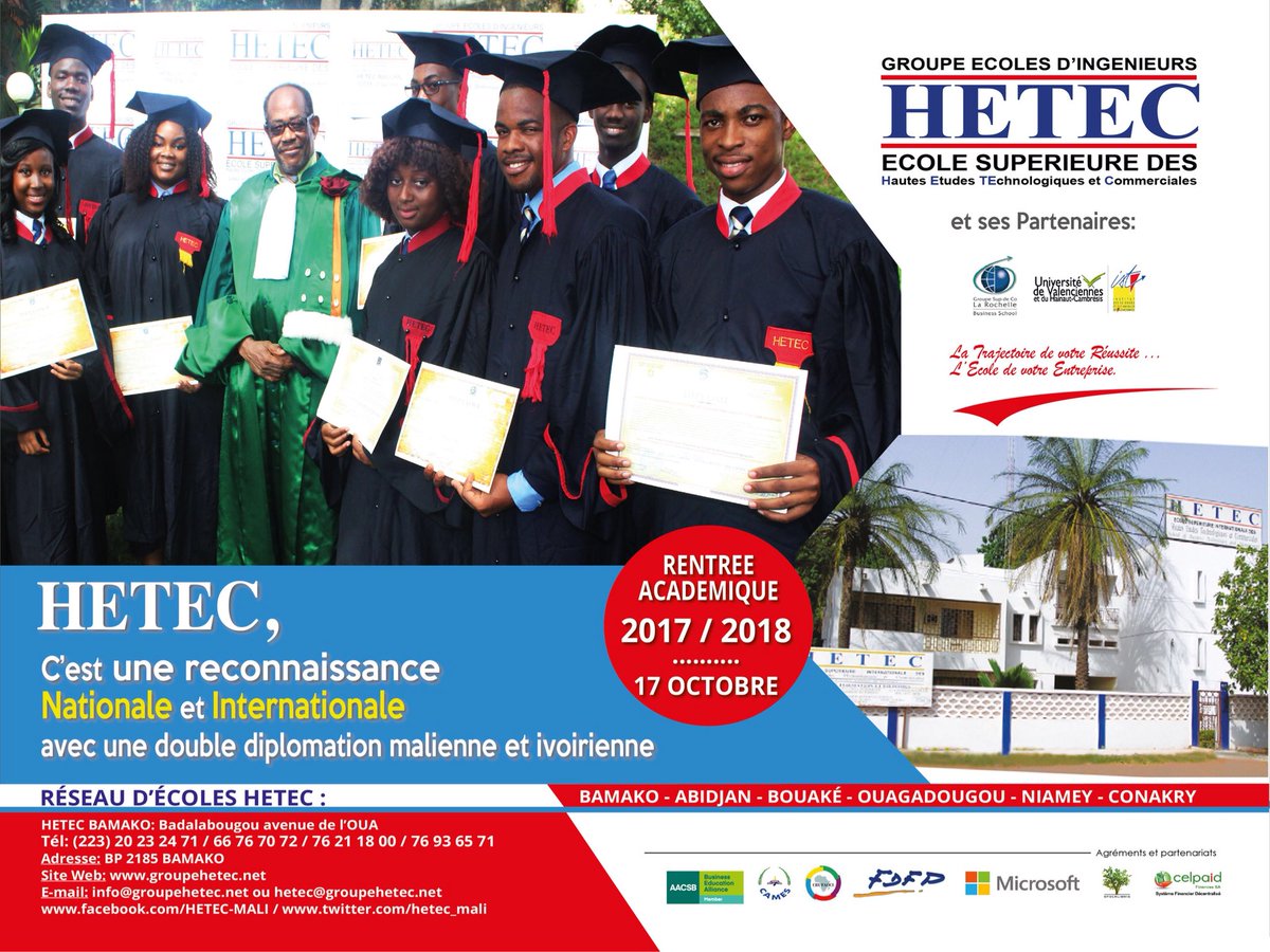 hetec_mali's tweet photo. HETEC, c’est une reconnaissance Nationale et internationale avec une double diplomation Malienne et Ivoirienne https://t.co/fbRJErbVgK