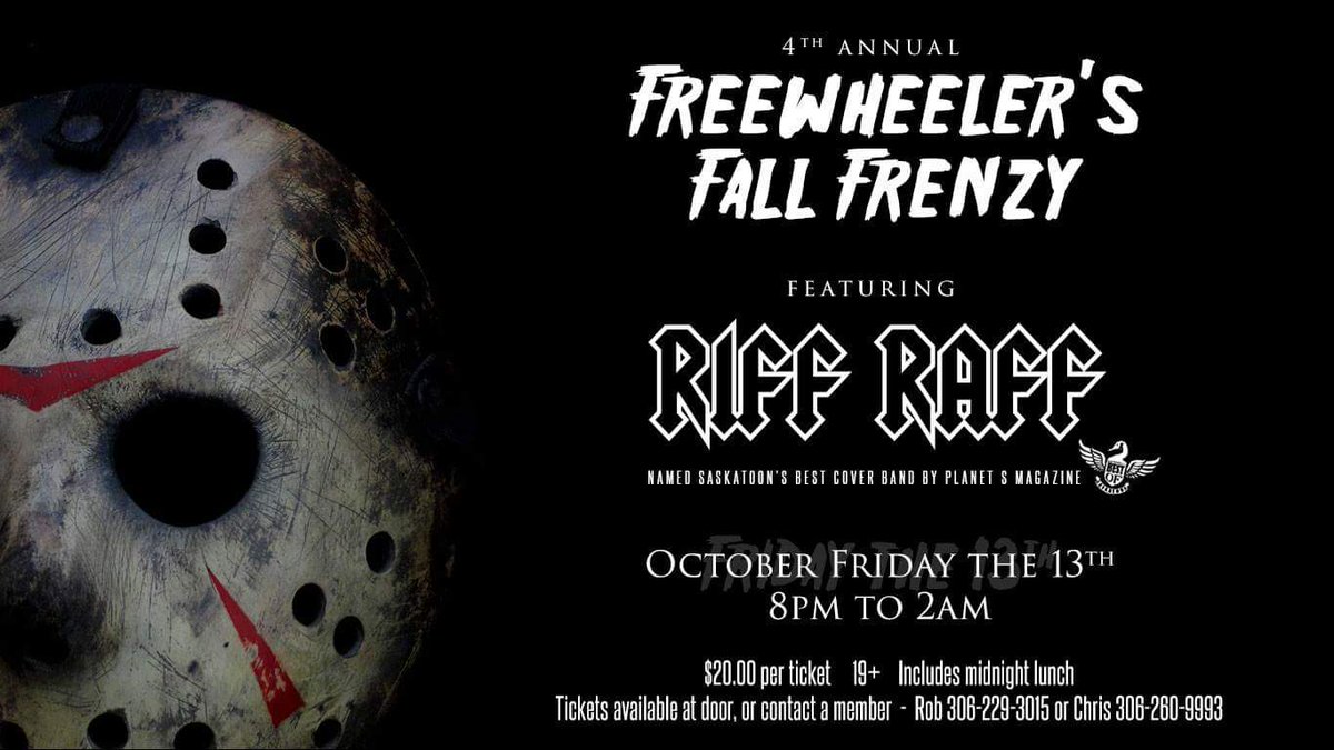 RiffRaffBand's tweet photo. This #FridayThe13th we're haunting the Freewheeler Fall Frenzy!!! https://t.co/SsR57AJx8x