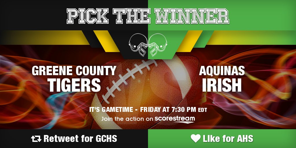Who wins?
Retweet for Greene (<a href="/GCSSTigers/">Greene Co. School System (Georgia)</a>)
Like for Aquinas (<a href="/GoIrishOnline/">Irish Sports</a>)
Get the app 🔥 scorestream.com/app?rId=twg