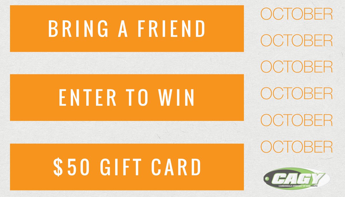 Cagytulsa's tweet photo. It’s a new month! All of October if you bring a friend you’ll get entered to win a prize at the end of the month! https://t.co/8kXH5I9f8v