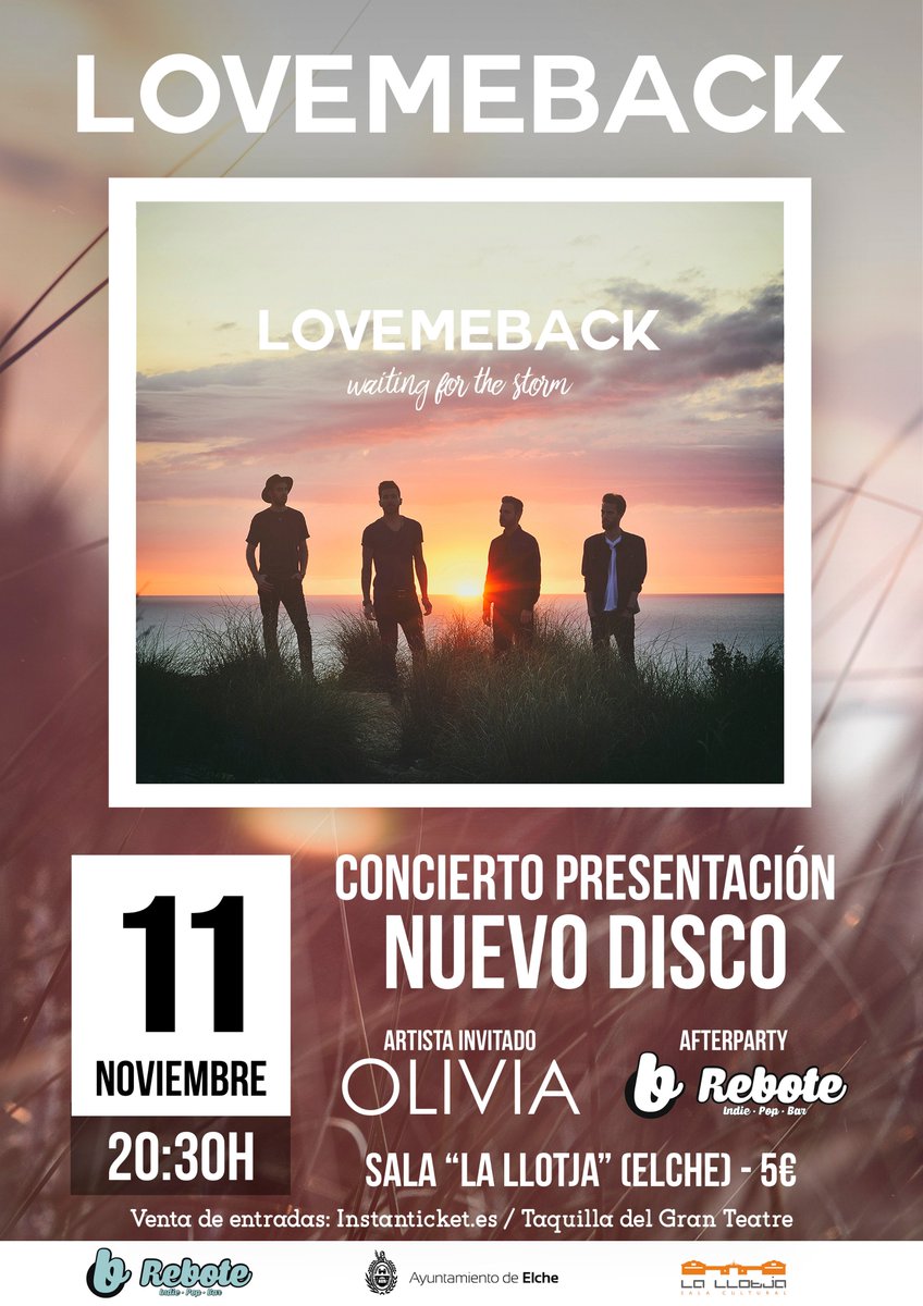 ¡CONCIERTO PRESENTACIÓN del NUEVO DISCO!
11 de noviembre en La Llotja (Elche), junto a <a href="/oliviarockband/">OLIVIA</a>. La fiesta seguirá en @ReboteIndiePop
