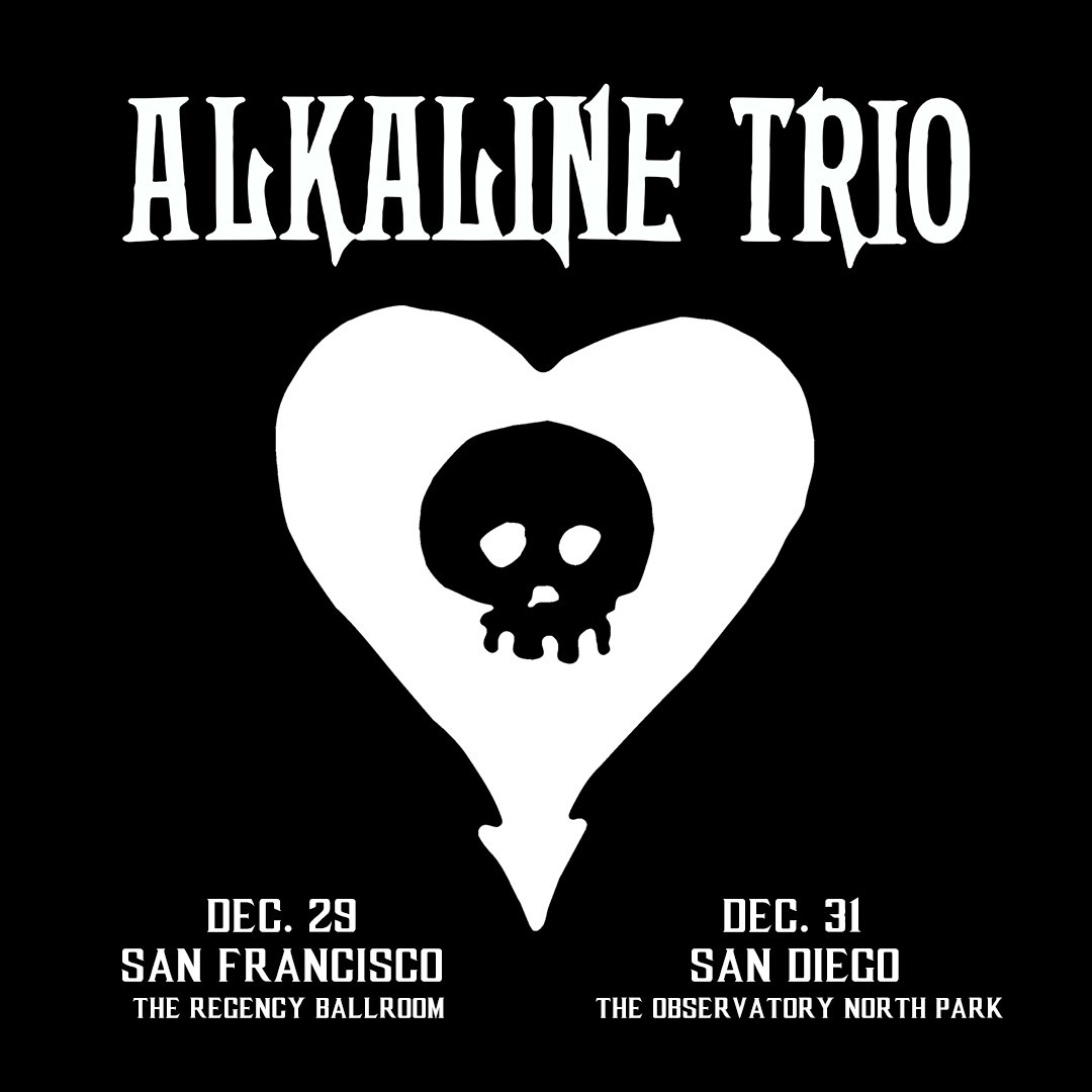 Alkaline_Trio's tweet photo. Stoked to add a couple more shows this year! Fan club pre-sale starts NOW. Public onsale this Friday at NOON PST. https://t.co/hbOPdVprXI https://t.co/RCB56oDYUT