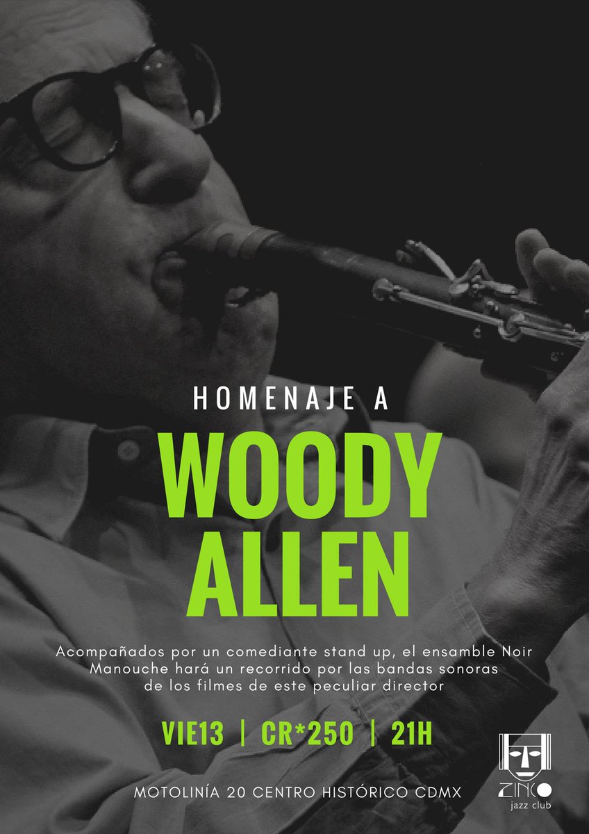 Todo listo para nuestro homenaje a #Woody este #viernes13 en <a href="/zincojazzclub/">Zinco Jazz Club</a> con <a href="/TeAmoTioRober/">TÍO ROBER</a> a cargo del stand up comedy ¡LOS ESPERAMOS!