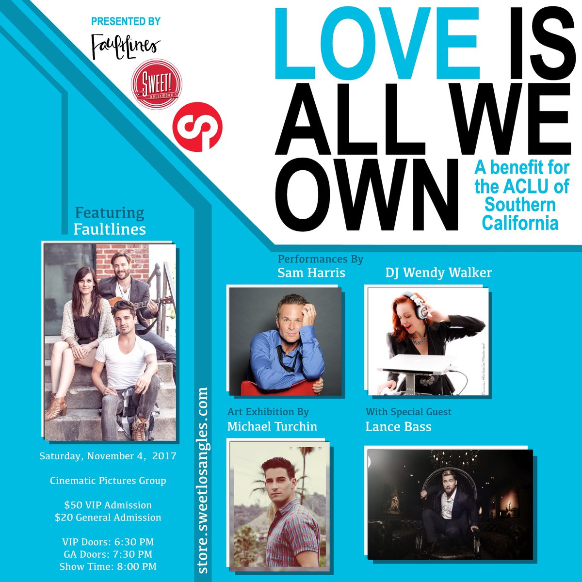faultlinesongs's tweet photo. Get your tickets for our @ACLU_SoCal benefit show on 11/4 with @MichaelTurchin @LanceBass @SamHarris &amp; @djwendy: https://t.co/G7uc7jIm1e https://t.co/iF0QpoxMQD