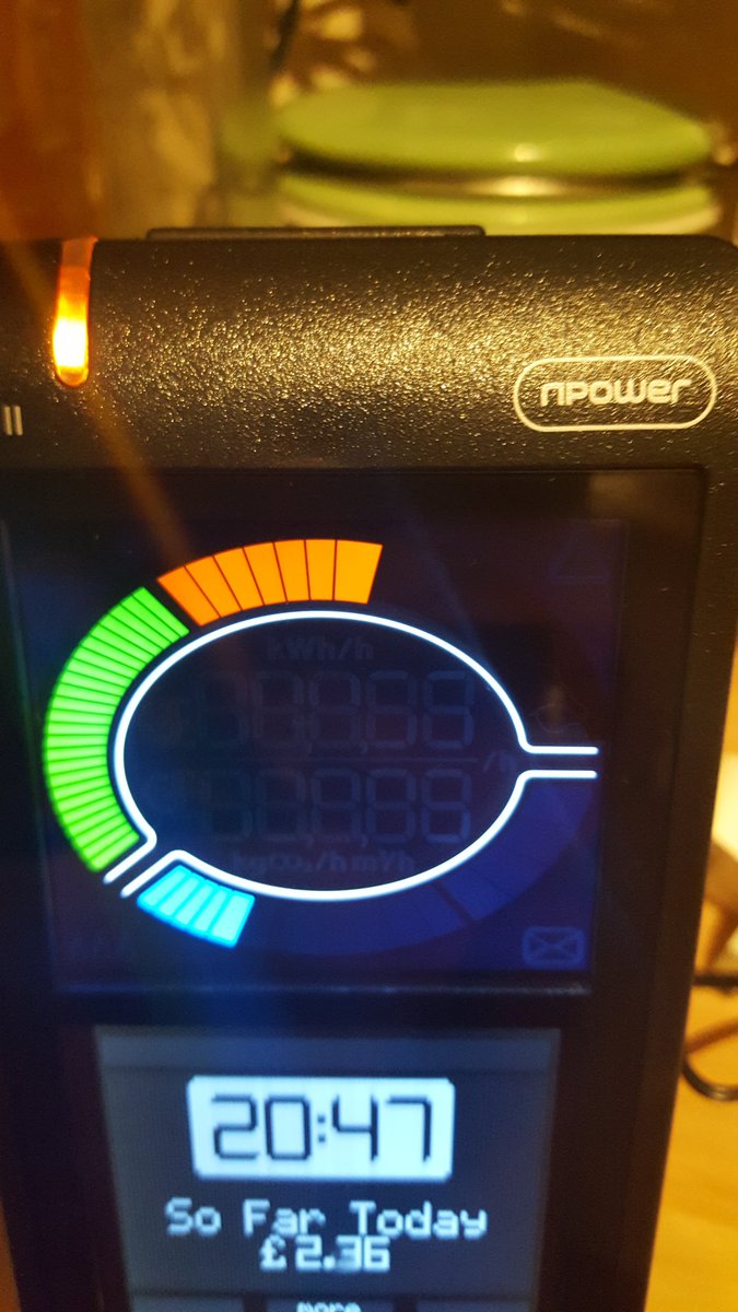 Reayman's tweet photo. Day one of energy monitor and I am already OCD.... turn the lights out.....🤔 https://t.co/6RR4KDnoRF