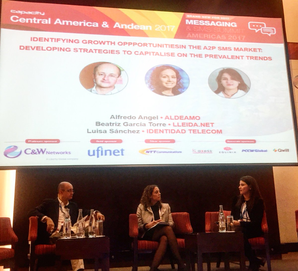 CapacityEvents's tweet photo. @Aldeamo @lleidanet @IdentidadTech discuss growth opportunities in the A2P SMS market #sms #A2P #capacityCAA https://t.co/F8GtJWCJrM