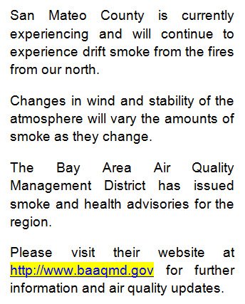 CHP_RedwoodCity's tweet photo. Heavy Drift Smoke continues to be present in the Bay Area, visit https://t.co/xlJmwp0kie for updates on Bay Area Air Quality. https://t.co/vuzVccBCQ9