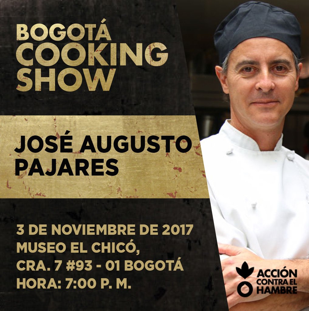 José augusto Pajares te invita este 3 de Noviembre a #BogotáCookingShow. Compra tu entrada ingresando a goo.gl/pPwJ8m