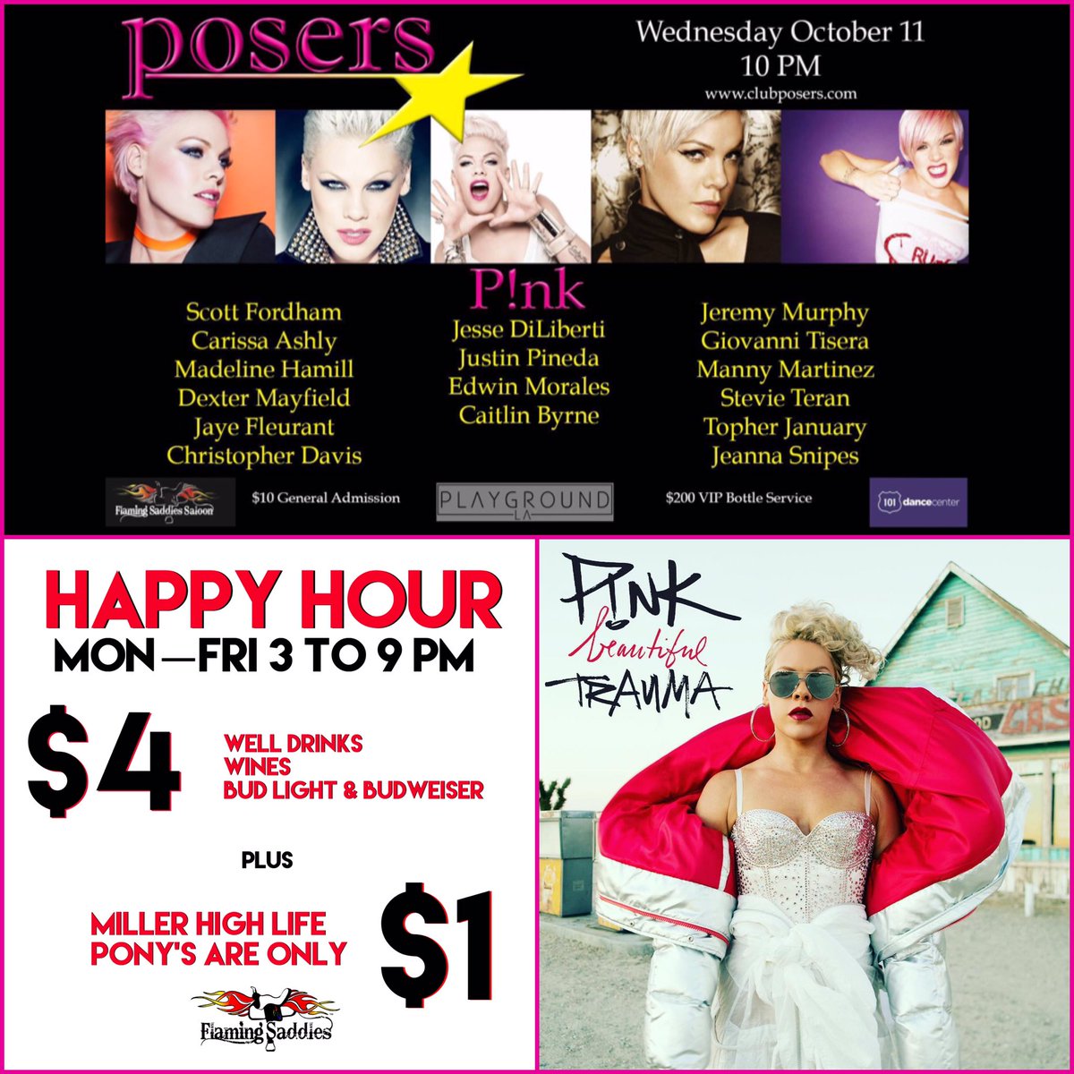 FlamingSaddlesW's tweet photo. Tonight, @clubposers takes on @pink! Hot choreo, sexy dancers, stiff drinks. π₯πͺπΌπΊπ»ππ½π
πΌπ #flamingsaddles #clubposers #pinkrocks @GayWeHo https://t.co/MQy2SeeOO0