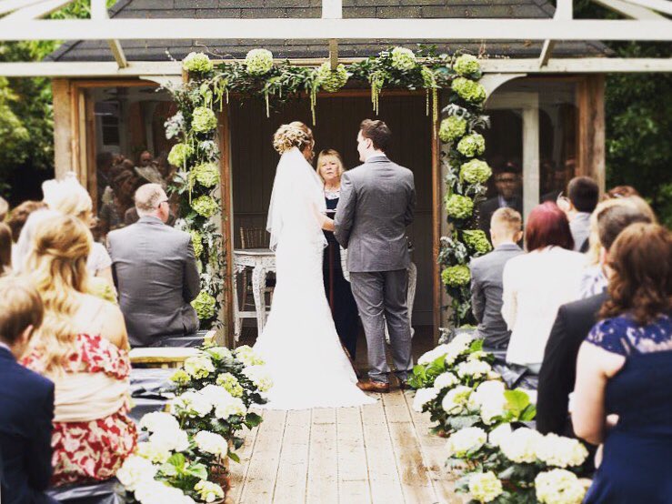 😍 Loving these #Hydrangeas lining the aisle of our #Garden #Summer #House. We are licensed for #outdoor #ceremonies  #weddinghour #Dorset