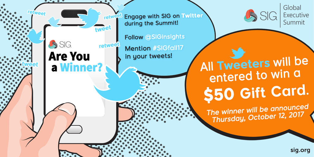 SIGinsights's tweet photo. Don't forget to tweet & include #SIGfall17 to be entered to win. Winner announced on Thursday at lunch. #SIGsource #networking https://t.co/5sd86VAsR9