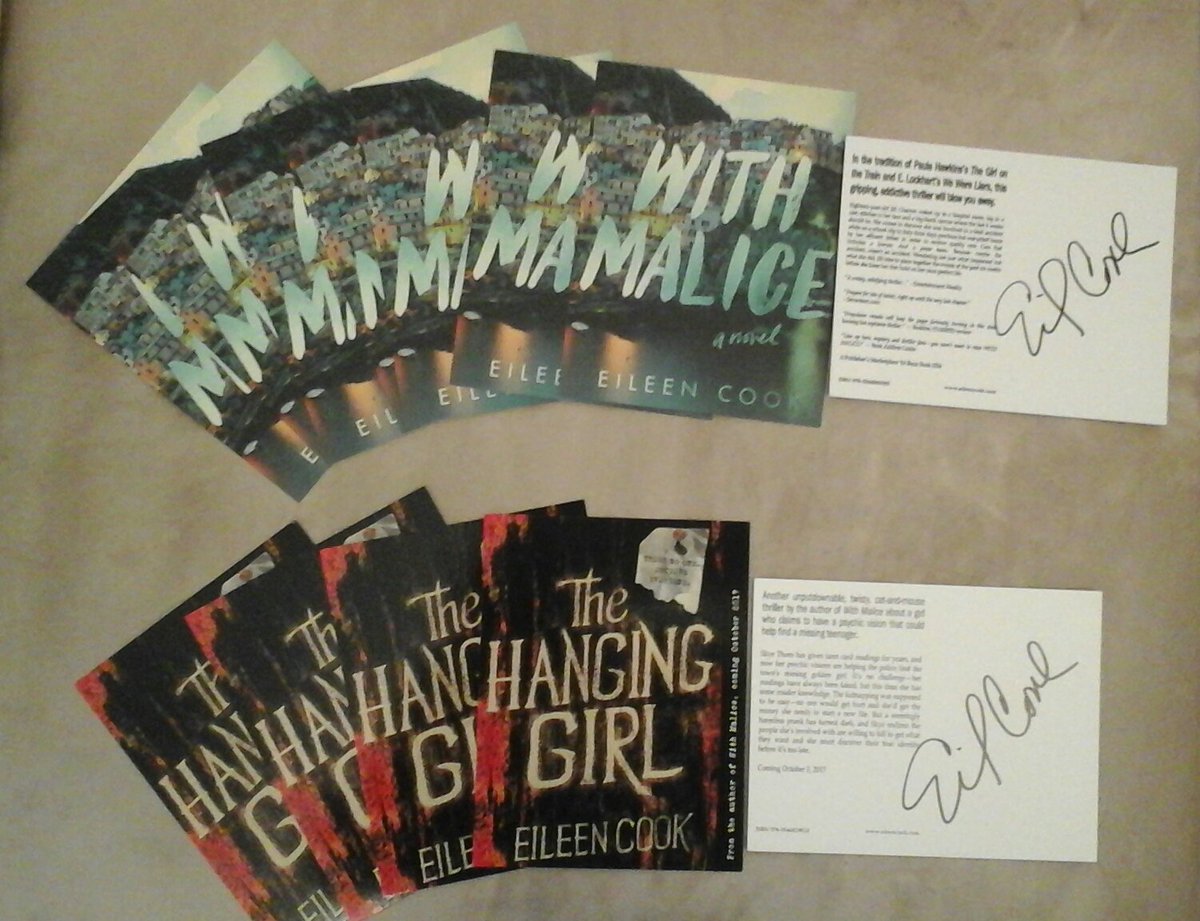 BD__Books's tweet photo. Get SIGNED SWAG from me by ORDERING @Eileenwriter's #TheHangingGirl or #WithMalice on her site TODAY:https://t.co/t1DYWUBhTW. DM@BDbookblog https://t.co/NKuOLRb1sL