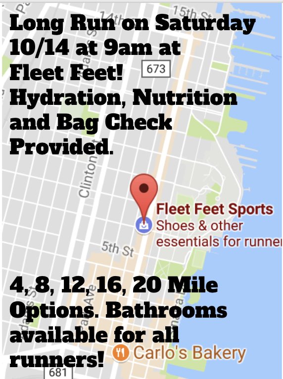 FFHoboken's tweet photo. Join us this Saturday 10/14 at 9am at FF for a a group long run! Bathrooms, hydration and nutrition provide! https://t.co/LJjZVaI08T