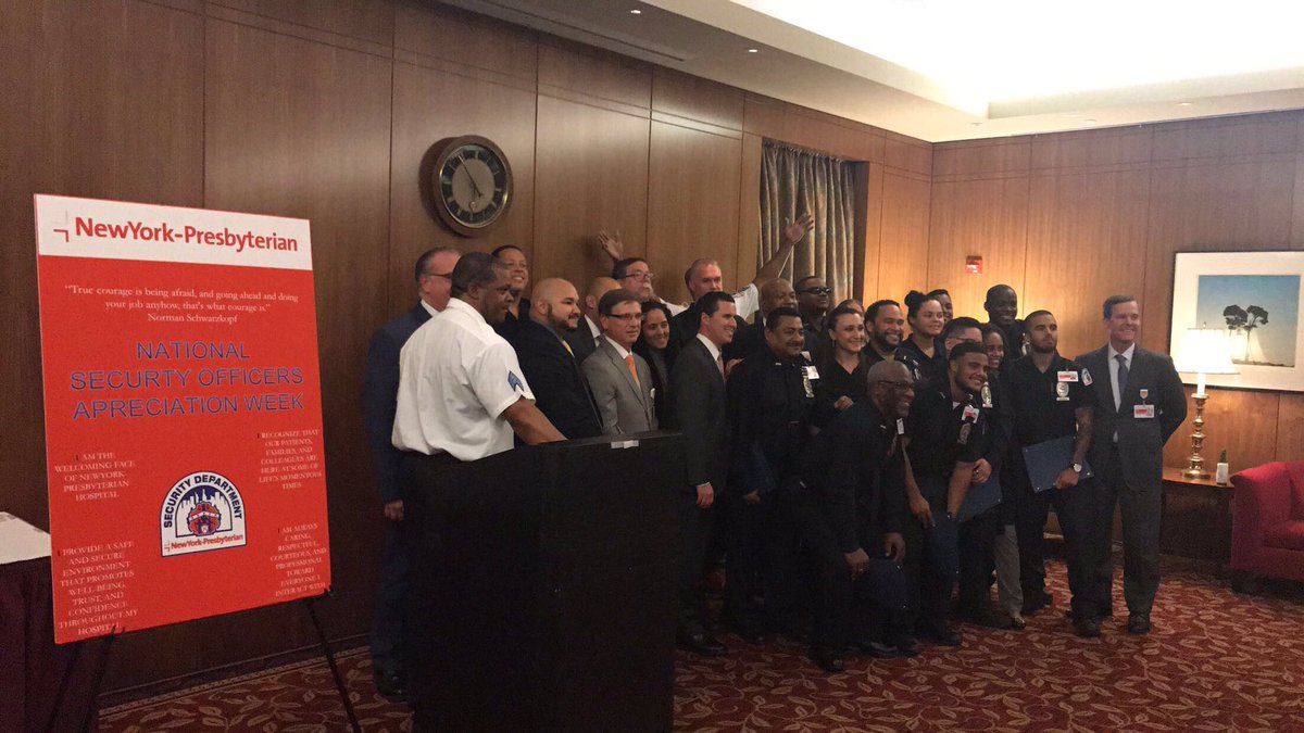 Carla__NYP's tweet photo. This is what our AMAZING security team looks like @NYPWeillCornell. Huge thanks 2 the team for having us @Karen_NYP attend their event. https://t.co/ro156dxxOf